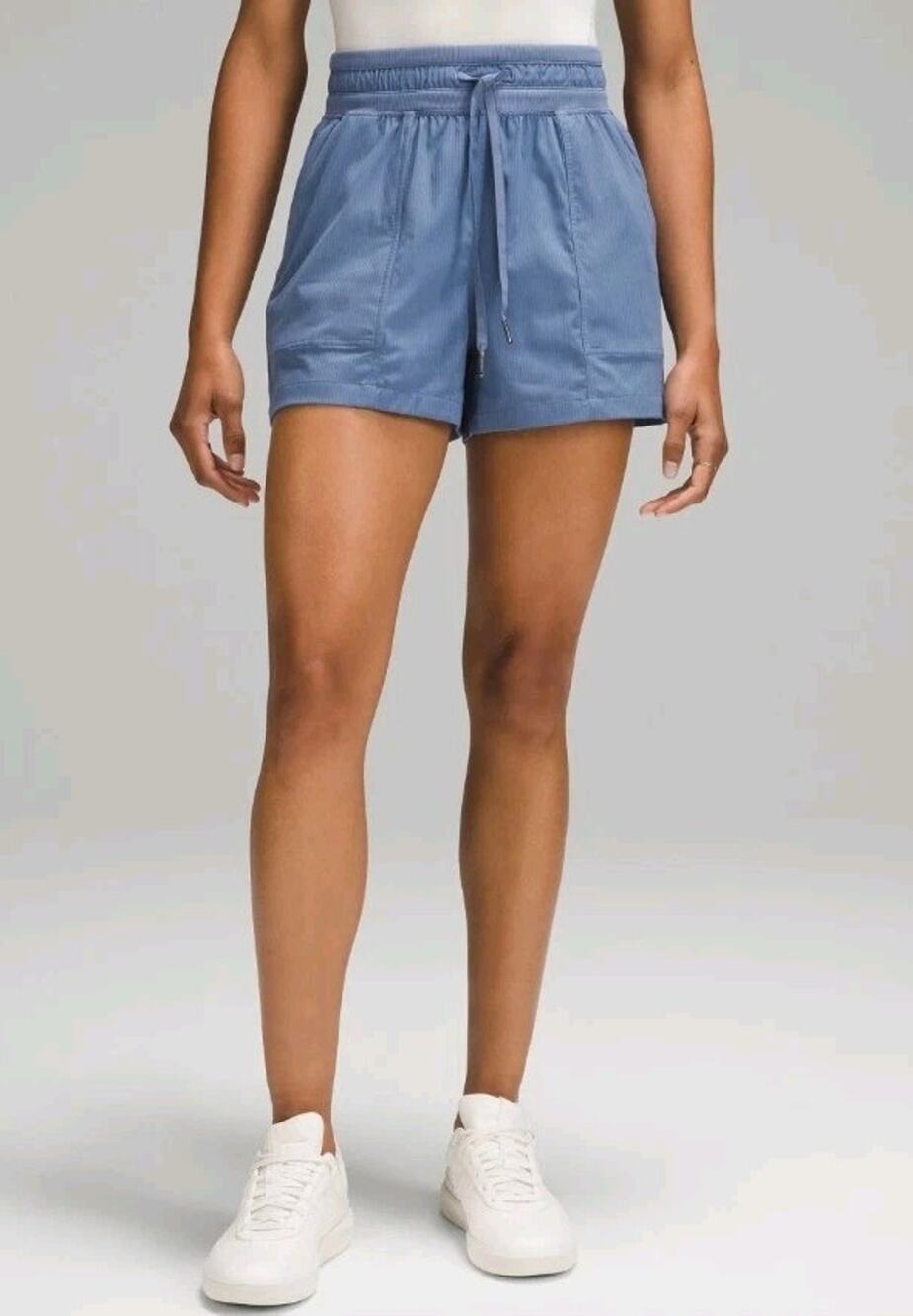 LULULEMON DANCE STUDIO HIGH-RISE SHORTS 3.5"' IN OASIS BLUE SIZE 8 PRISTINE
